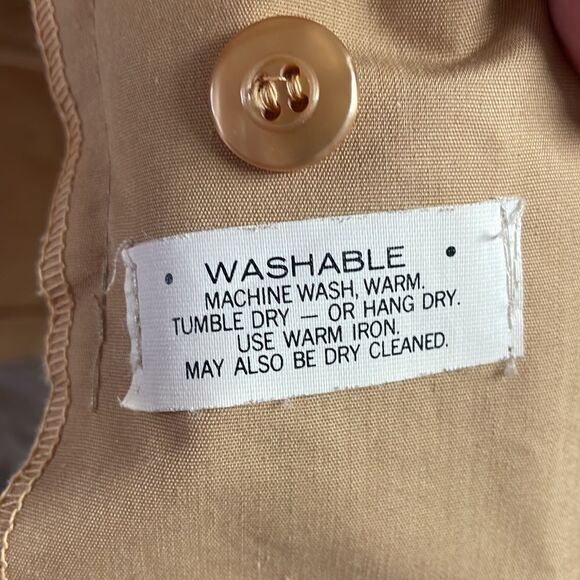 Ladies Coat Button Up Tan Jacket,Faux Fur Removeable Lining, Size Large, Vintage - Picture 7 of 7